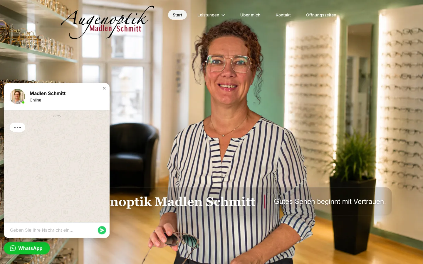 Screenshot der Website Augenoptik Schmitt