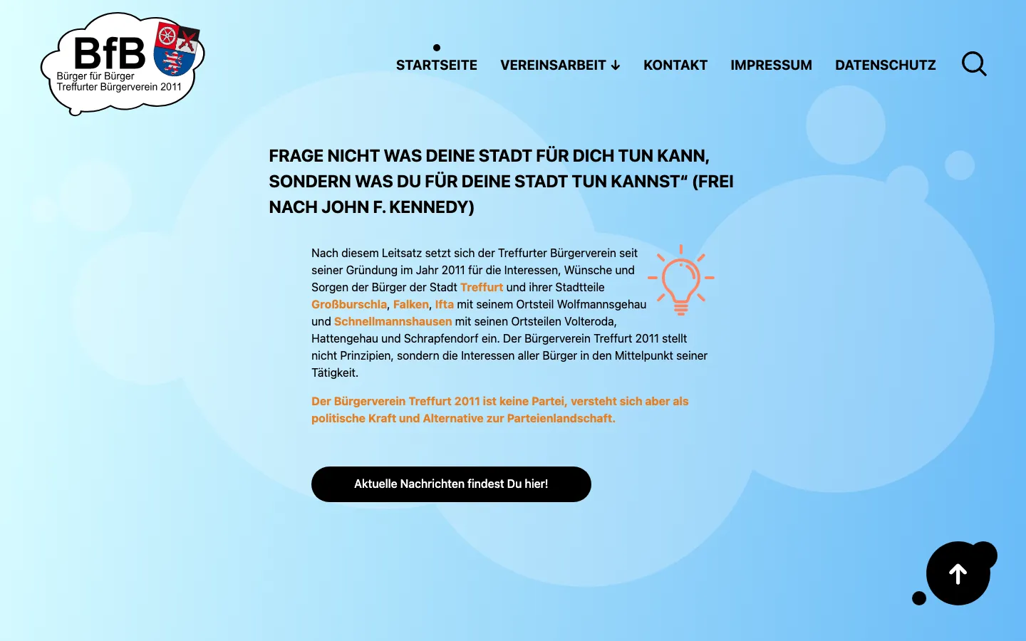 Screenshot der Website BFB Treffurt