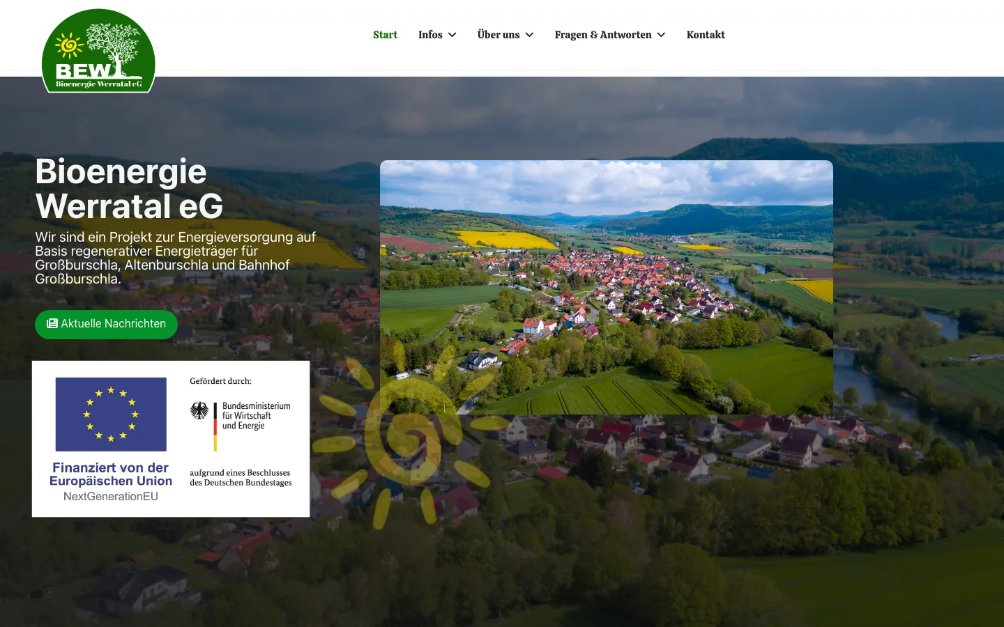 Screenshot der Website Bioenergie Werratal