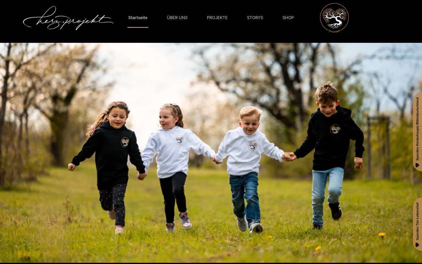 Screenshot der Website Herz-Projekt