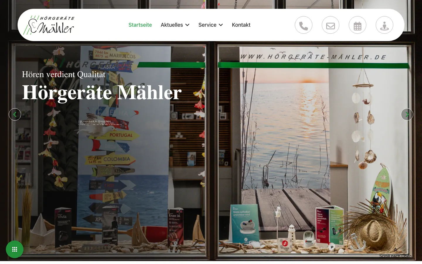 Screenshot der Website Hörgeräte Mähler