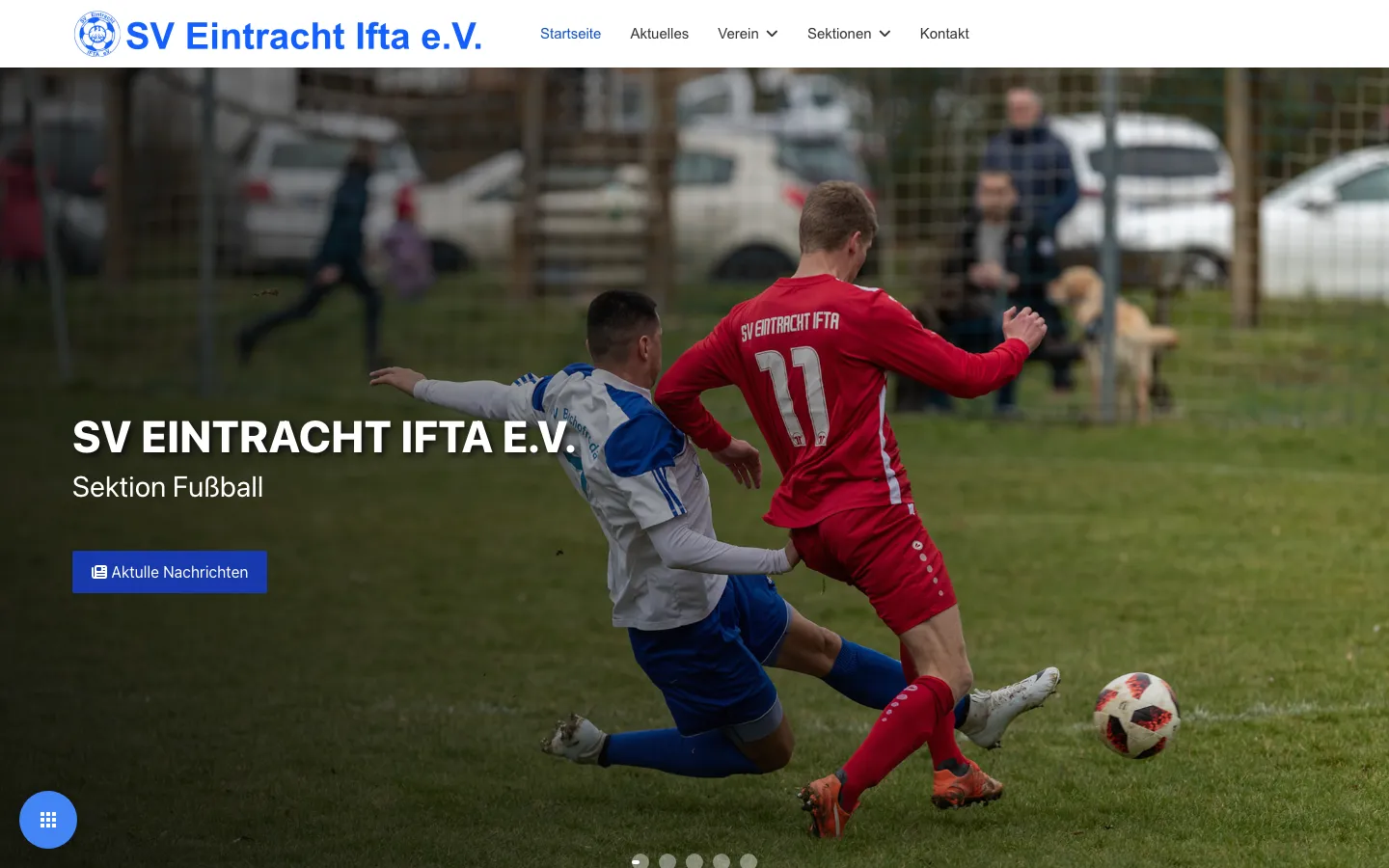 Screenshot der Website SV Eintracht Ifta
