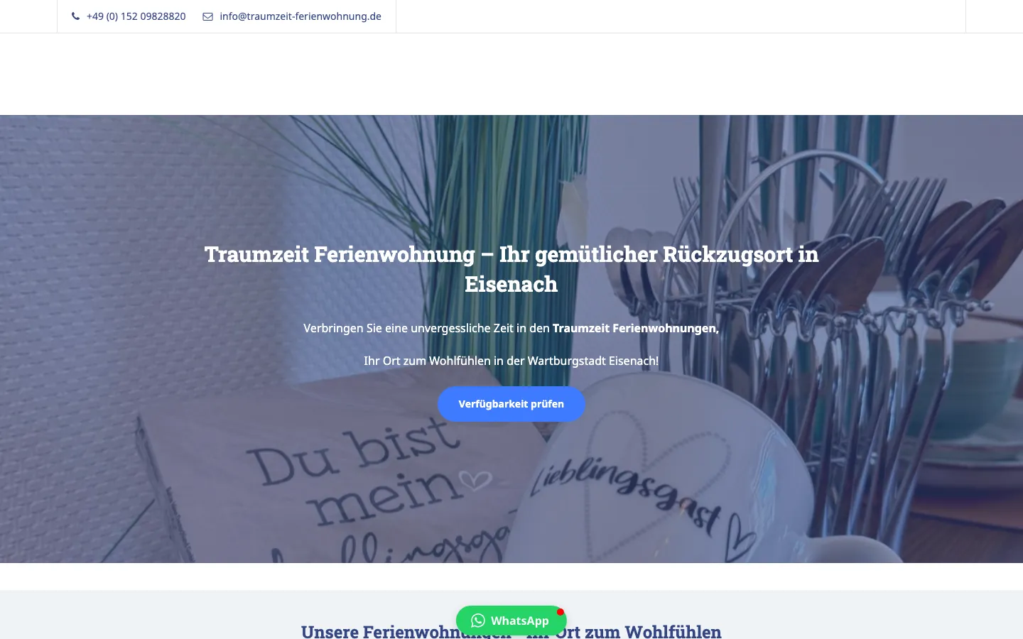 Screenshot der Website Traumzeit Ferienwohnung